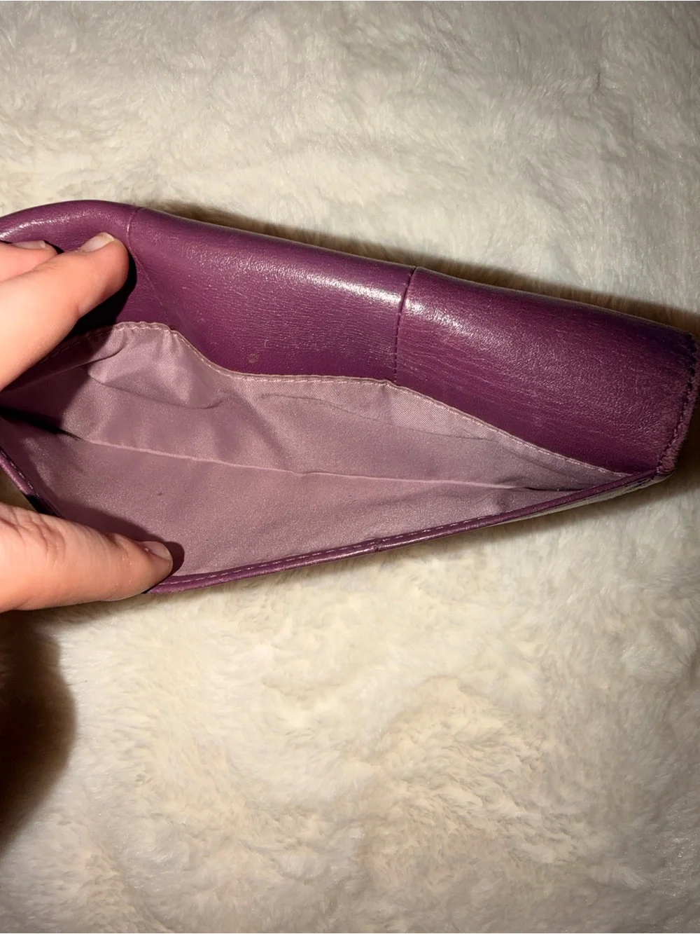 Coach Plum Leather Wallet with Gold-Tone Turnlock